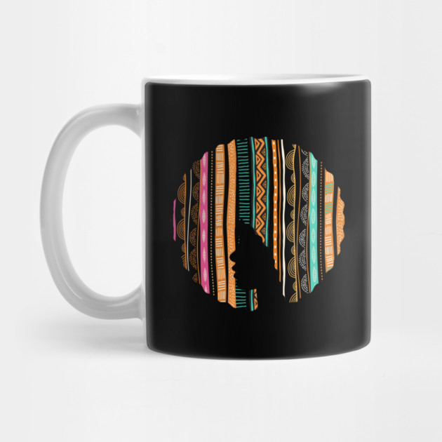 Afro Hair Woman with African Pattern, Black History by logiamerch