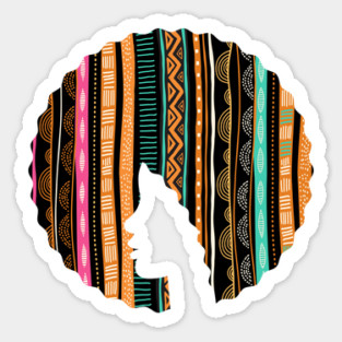 Afro Hair Woman with African Pattern, Black History Sticker