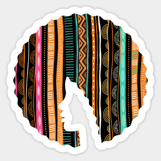 Afro Hair Woman with African Pattern, Black History Sticker by logiamerch