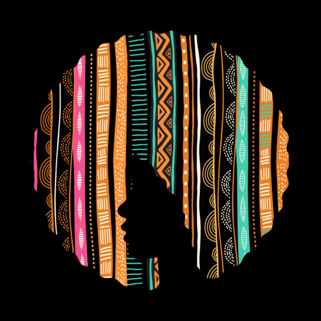 Afro Hair Woman with African Pattern, Black History by logiamerch