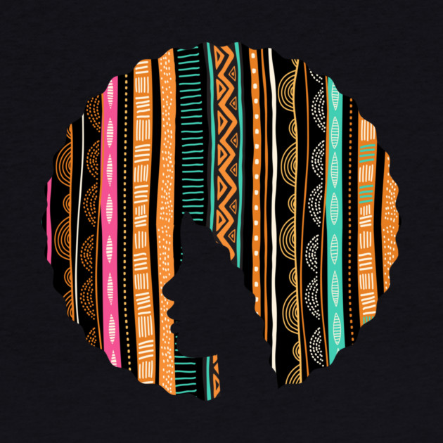 Afro Hair Woman with African Pattern, Black History by logiamerch