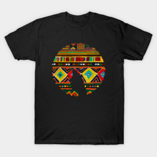 Afro Hair Woman with African Pattern, Black History T-Shirt