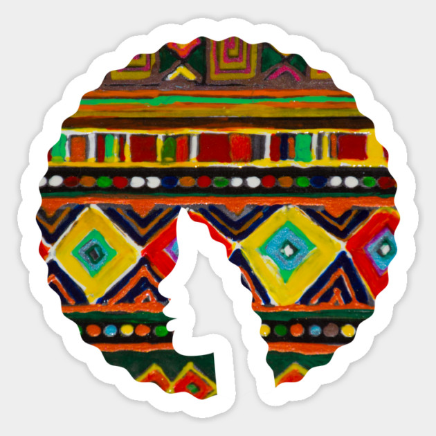 Afro Hair Woman with African Pattern, Black History Sticker by logiamerch