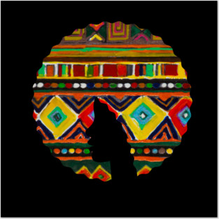 Afro Hair Woman with African Pattern, Black History Posters and Art