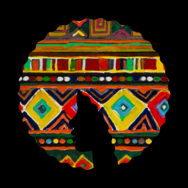 Afro Hair Woman with African Pattern, Black History by logiamerch