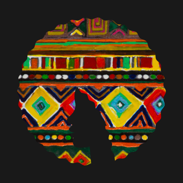 Afro Hair Woman with African Pattern, Black History by logiamerch