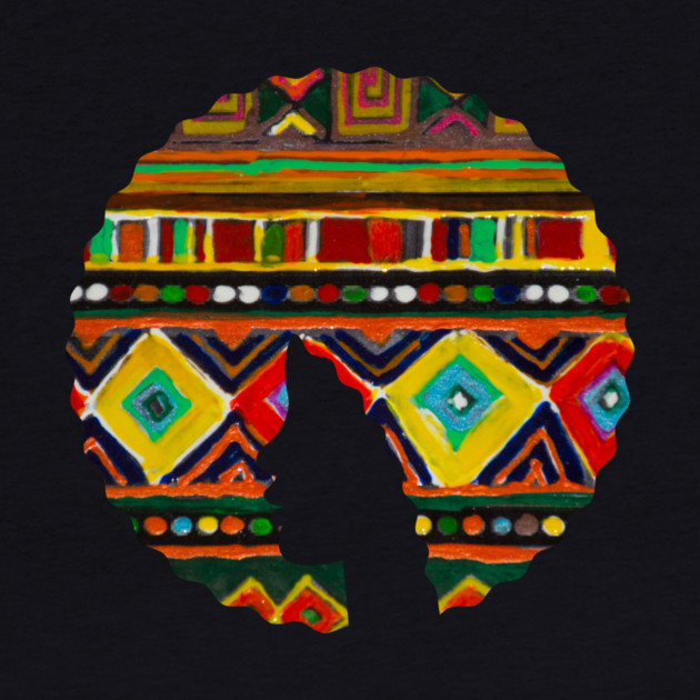 Afro Hair Woman with African Pattern, Black History by logiamerch