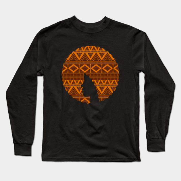 Afro Hair Woman with African Pattern, Black History Long Sleeve T-Shirt by logiamerch
