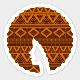 Afro Hair Woman with African Pattern, Black History Sticker