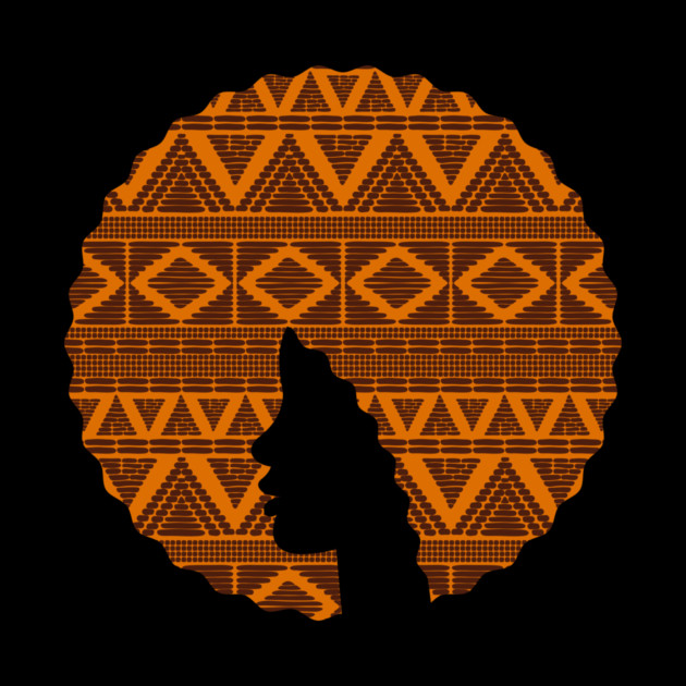 Afro Hair Woman with African Pattern, Black History by logiamerch