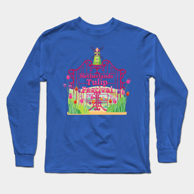 Tulip Festival Windmill Gates Long Sleeve T-Shirt by HolidayBug