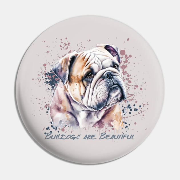 Watercolor Bulldog Pin by HolidayBug