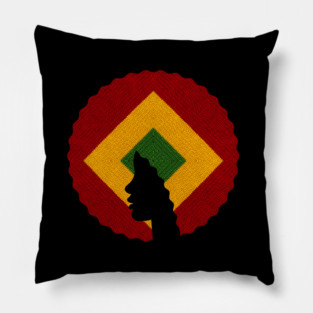 Afro Hair Woman with African Rasta Colors, Black History Pillow