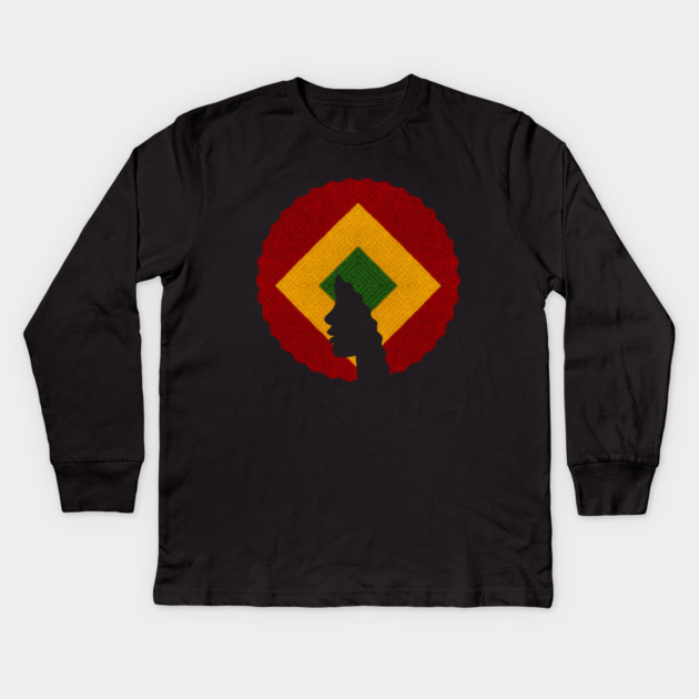 Afro Hair Woman with African Rasta Colors, Black History Kids Long Sleeve T-Shirt by logiamerch