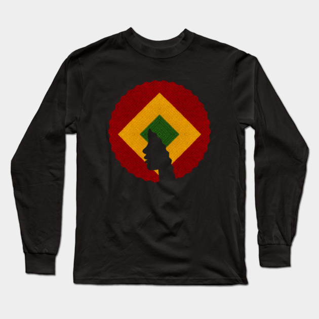 Afro Hair Woman with African Rasta Colors, Black History Long Sleeve T-Shirt by logiamerch