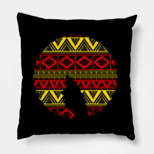 Afro Hair Woman with African Pattern, Black History Pillow