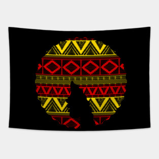 Afro Hair Woman with African Pattern, Black History Tapestry