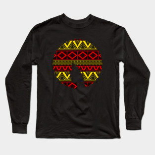 Afro Hair Woman with African Pattern, Black History Long Sleeve T-Shirt