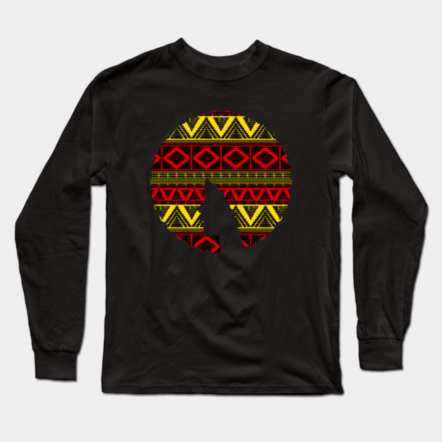 Afro Hair Woman with African Pattern, Black History Long Sleeve T-Shirt by logiamerch