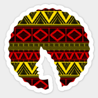 Afro Hair Woman with African Pattern, Black History Sticker