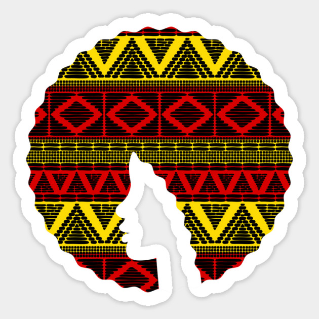 Afro Hair Woman with African Pattern, Black History Sticker by logiamerch