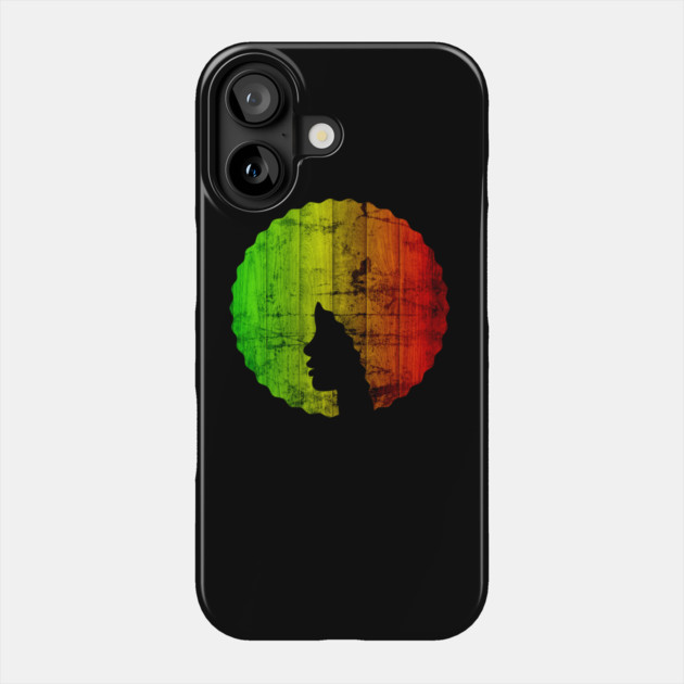 Afro Hair Woman with African Rasta Colors, Black History Phone Case by logiamerch