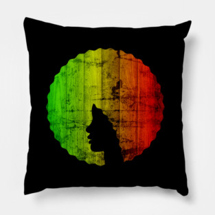 Afro Hair Woman with African Rasta Colors, Black History Pillow