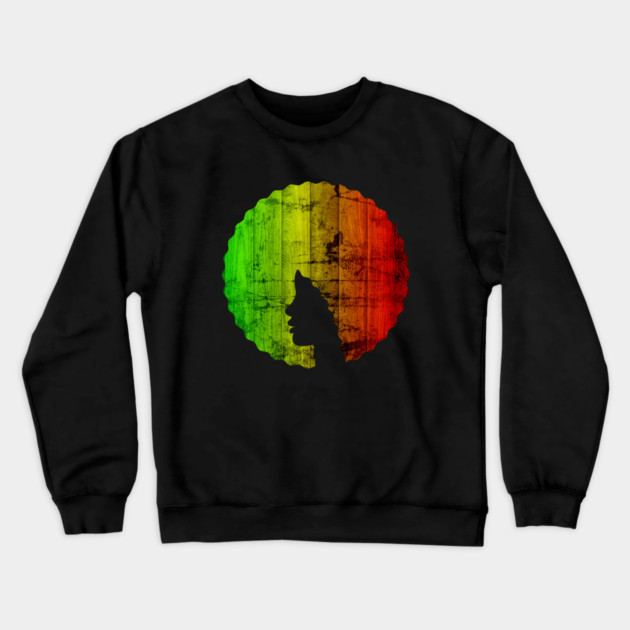 Afro Hair Woman with African Rasta Colors, Black History Crewneck Sweatshirt by logiamerch