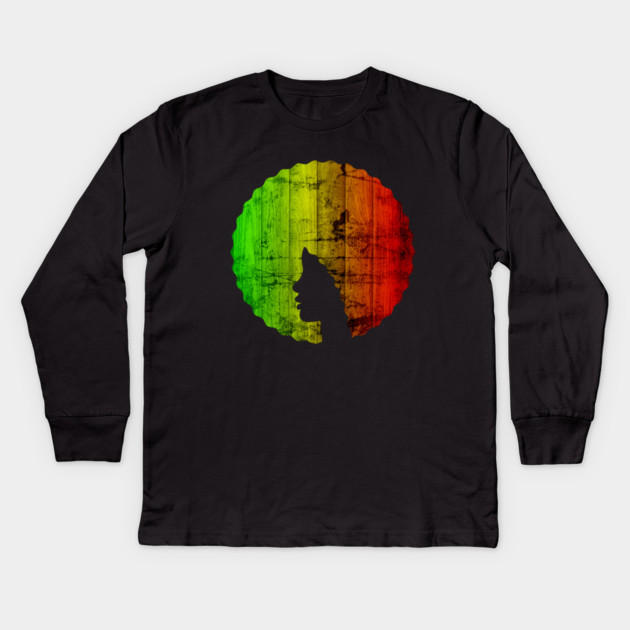 Afro Hair Woman with African Rasta Colors, Black History Kids Long Sleeve T-Shirt by logiamerch