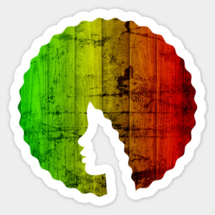 Afro Hair Woman with African Rasta Colors, Black History Sticker