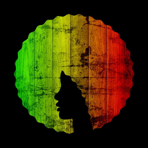 Afro Hair Woman with African Rasta Colors, Black History by logiamerch