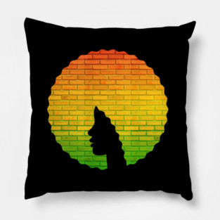 Afro Hair Woman with African Rasta Colors, Black History Pillow