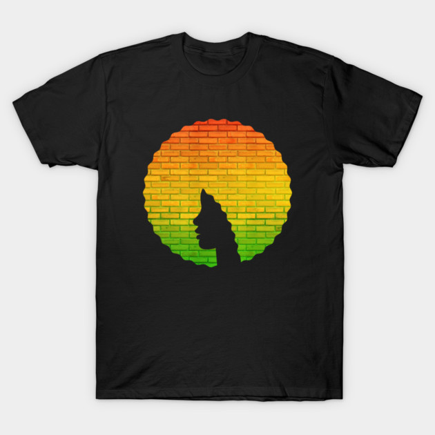 Afro Hair Woman with African Rasta Colors, Black History T-Shirt by logiamerch