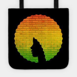 Afro Hair Woman with African Rasta Colors, Black History Tote