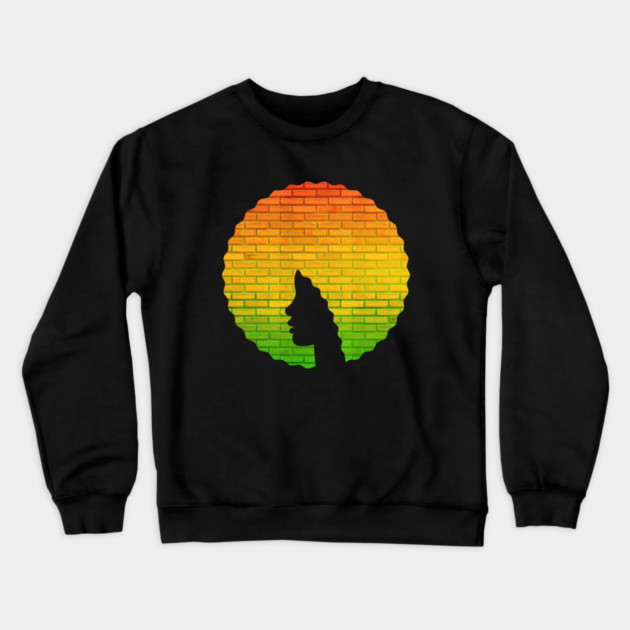 Afro Hair Woman with African Rasta Colors, Black History Crewneck Sweatshirt by logiamerch