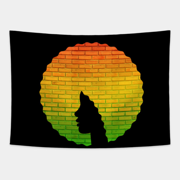 Afro Hair Woman with African Rasta Colors, Black History Tapestry by logiamerch