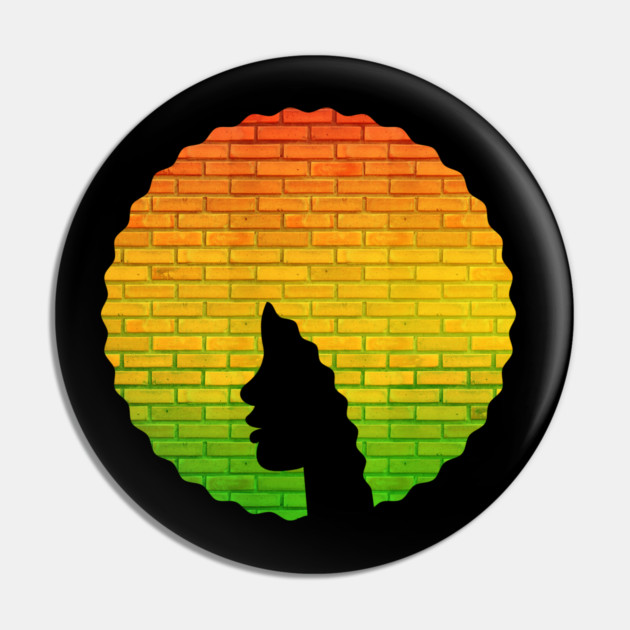 Afro Hair Woman with African Rasta Colors, Black History Pin by logiamerch