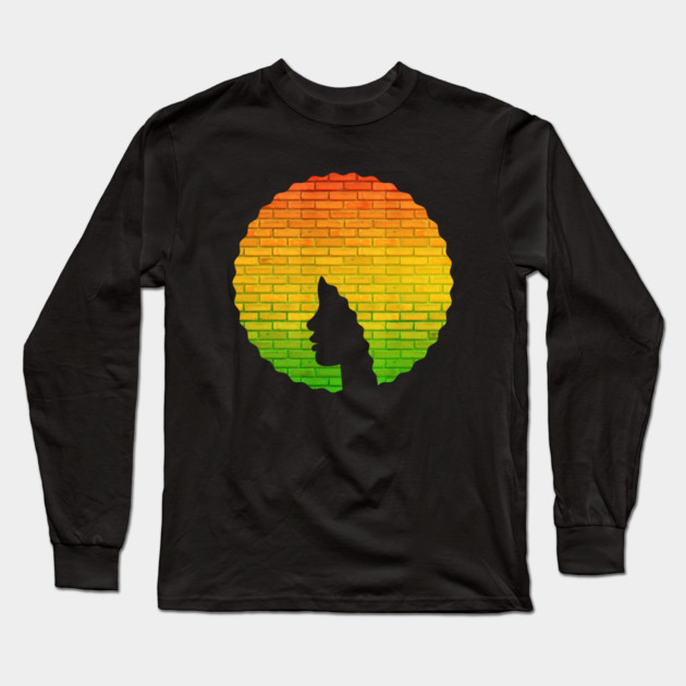 Afro Hair Woman with African Rasta Colors, Black History Long Sleeve T-Shirt by logiamerch