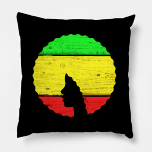 Afro Hair Woman with African Rasta Colors, Black History Pillow