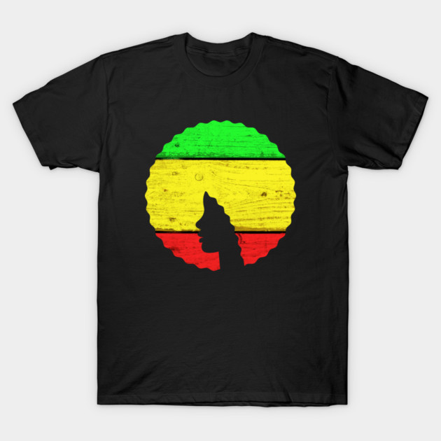 Afro Hair Woman with African Rasta Colors, Black History T-Shirt by logiamerch