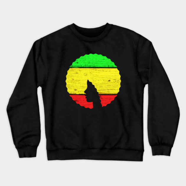 Afro Hair Woman with African Rasta Colors, Black History Crewneck Sweatshirt by logiamerch