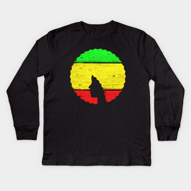 Afro Hair Woman with African Rasta Colors, Black History Kids Long Sleeve T-Shirt by logiamerch