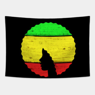 Afro Hair Woman with African Rasta Colors, Black History Tapestry
