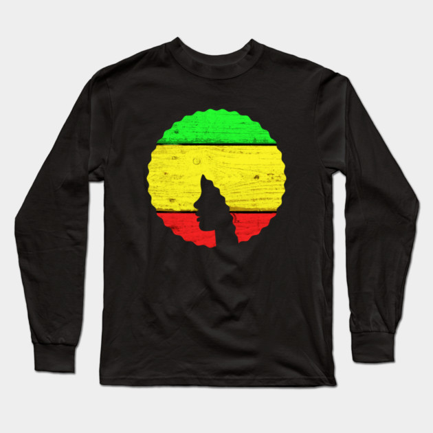 Afro Hair Woman with African Rasta Colors, Black History Long Sleeve T-Shirt by logiamerch