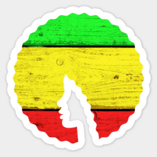 Afro Hair Woman with African Rasta Colors, Black History Sticker