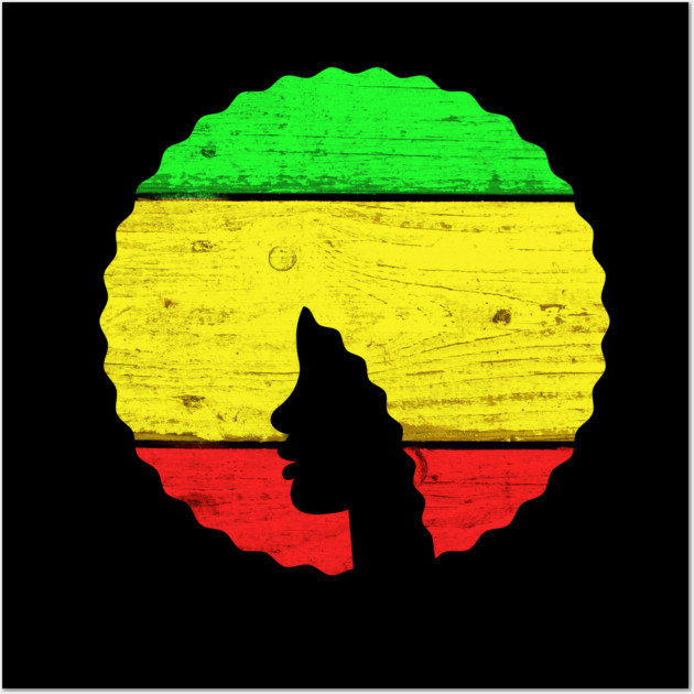 Afro Hair Woman with African Rasta Colors, Black History Wall Art by logiamerch