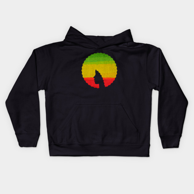 Afro Hair Woman with African Rasta Colors, Black History Kids Hoodie by logiamerch