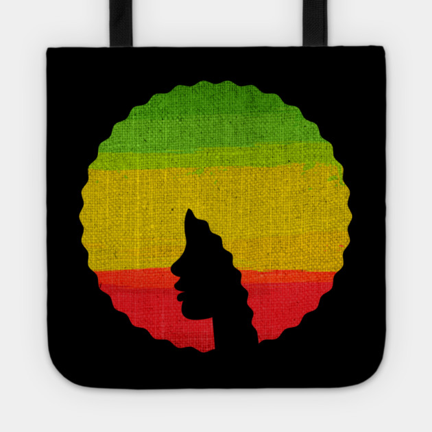 Afro Hair Woman with African Rasta Colors, Black History Tote by logiamerch