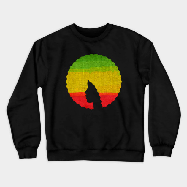 Afro Hair Woman with African Rasta Colors, Black History Crewneck Sweatshirt by logiamerch