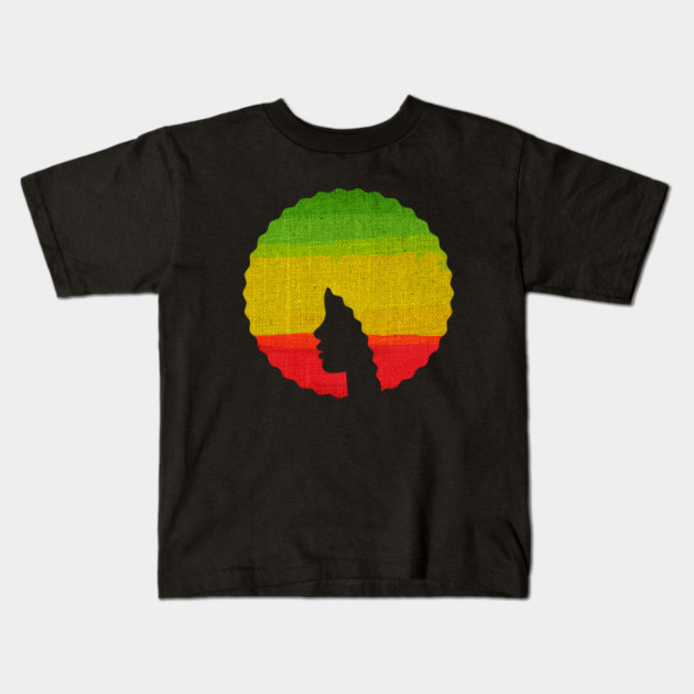 Afro Hair Woman with African Rasta Colors, Black History Kids T-Shirt by logiamerch